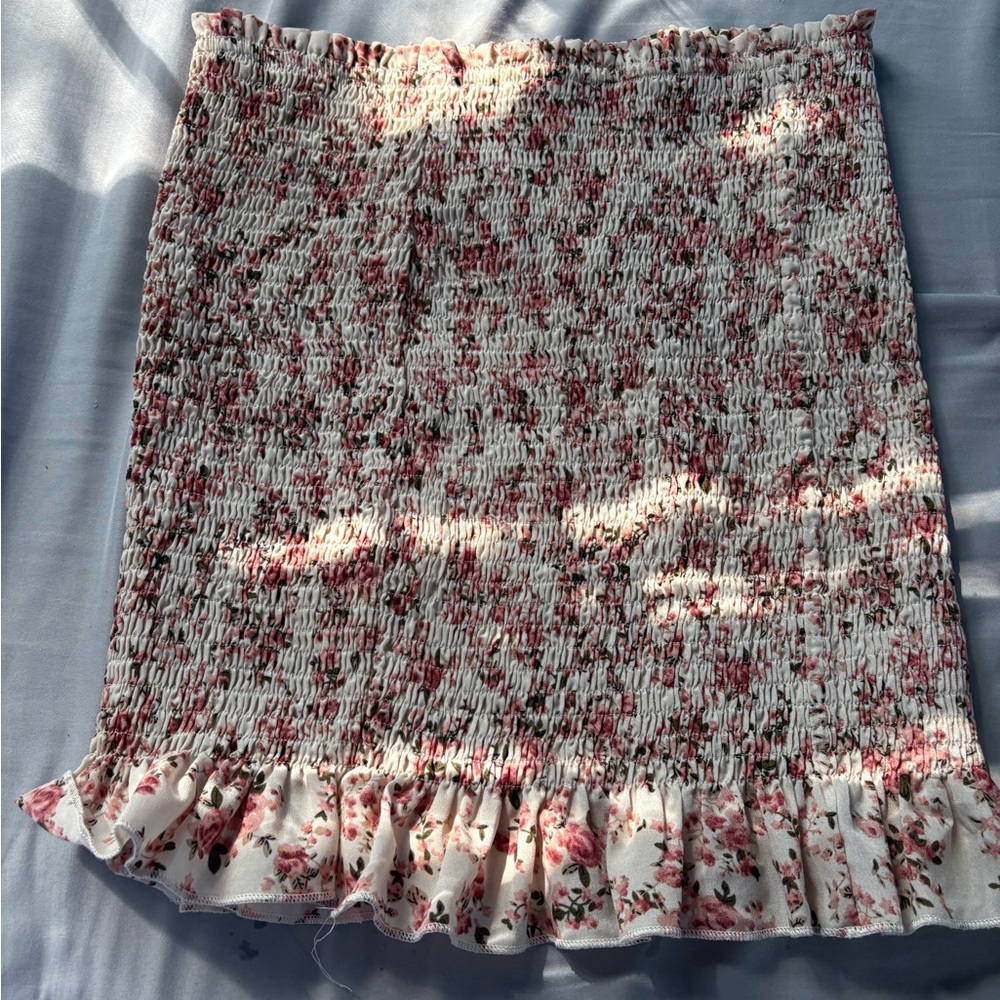 SHEIN Pink Floral Ruffle Mini Skirt
